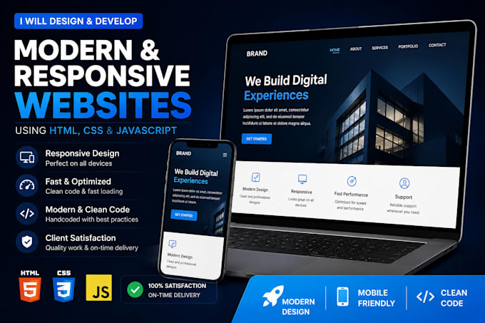 Create a responsive website using html css and javascript by ...