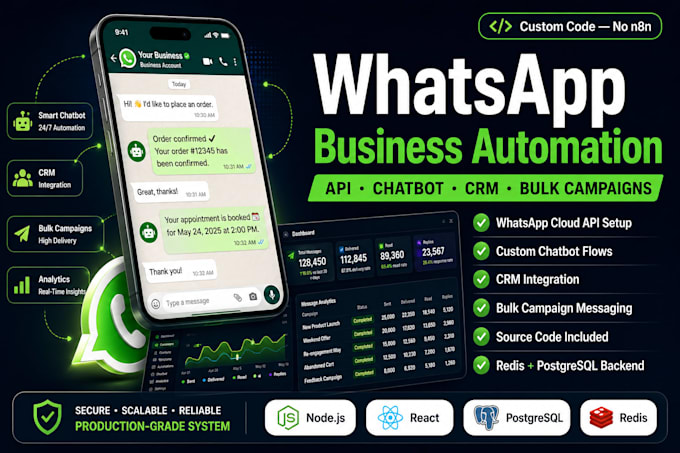 build whatsapp business API automation and chatbot