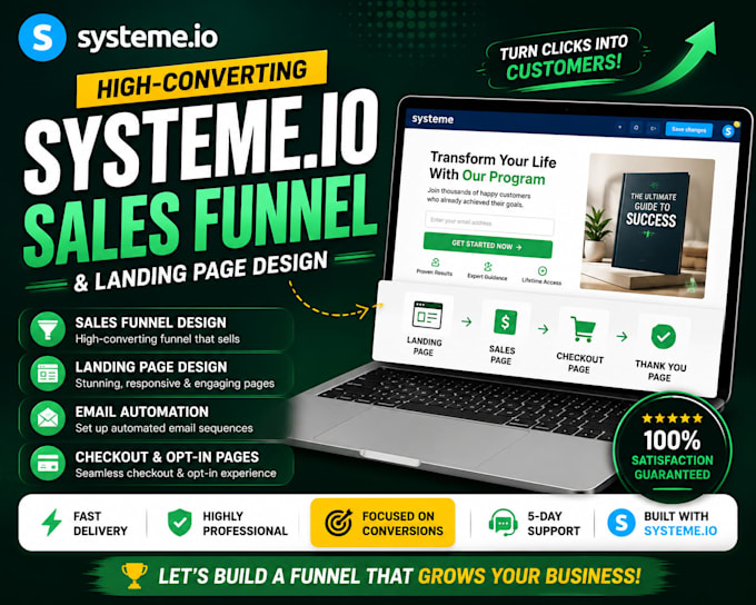 build a high converting systeme io sales funnel and landing page