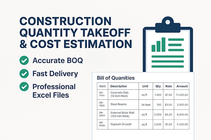 prepare detailed boq quantity takeoff and cost estimation