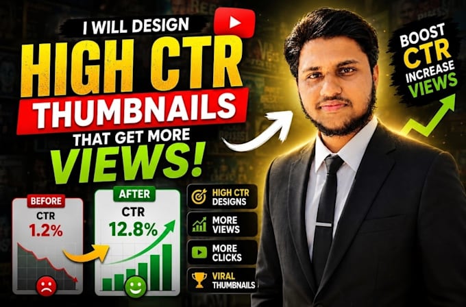 design attractive, high CTR clickbait youtube thumbnails