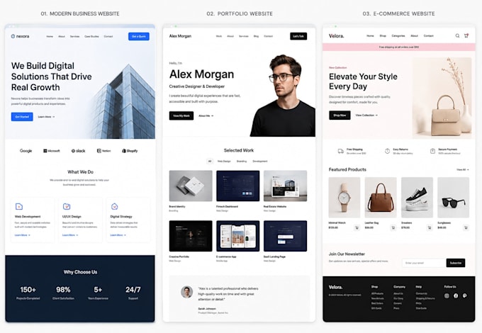 create a modern ready to publish  responsive website