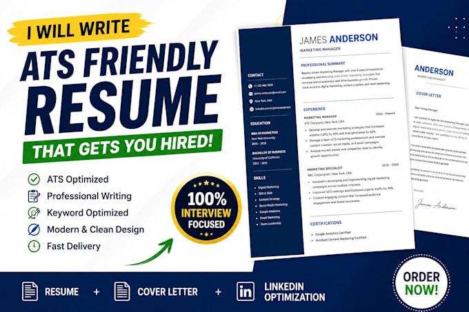 Write an ats friendly resume and cover letter by Uzairkhan1624 | Fiverr