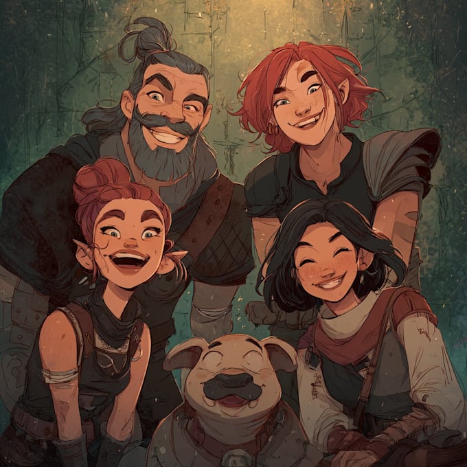draw a dnd party art and group art for you