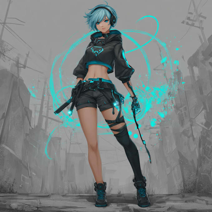 design anime character , cyberpunk character