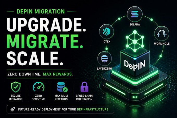 execute depin token migration, bridge integration, and smart contract upgrade