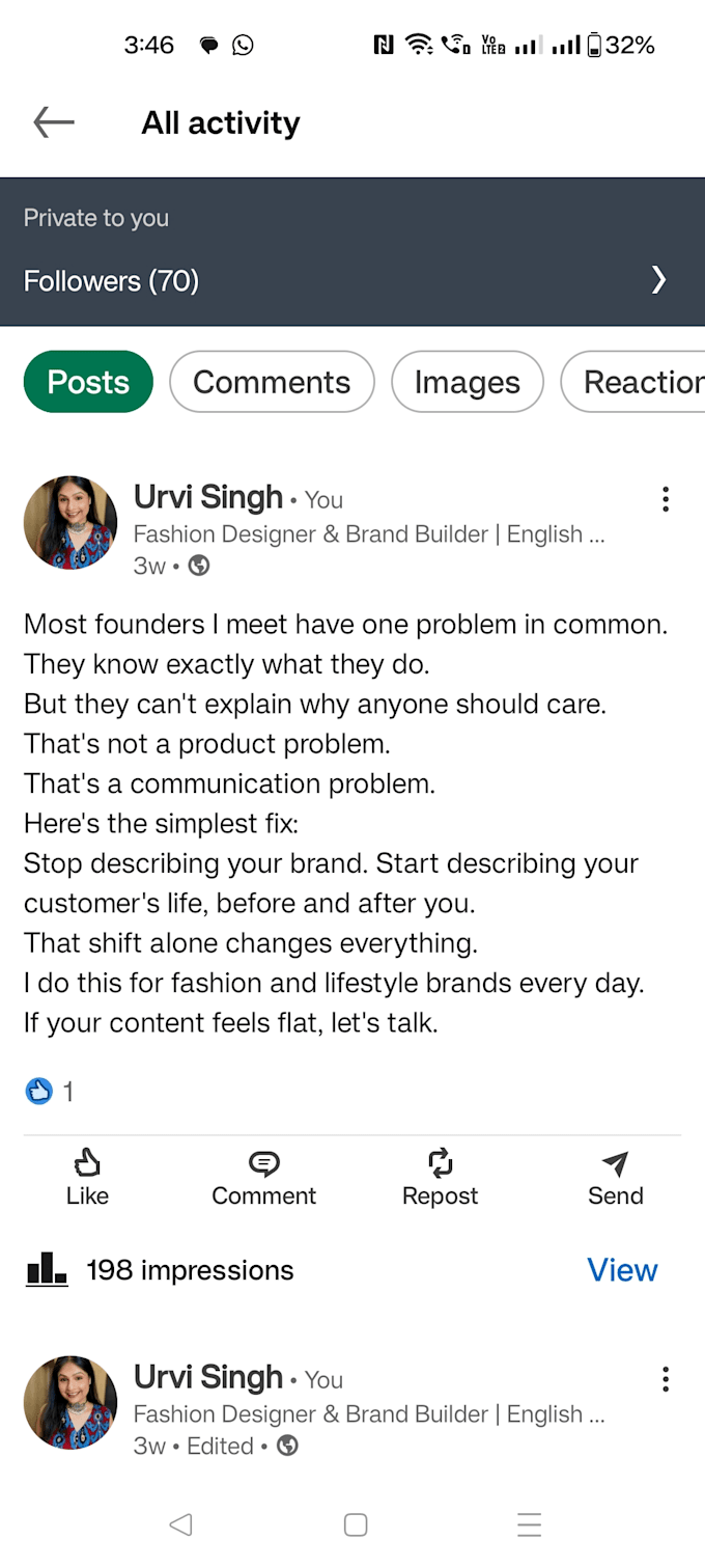 ghostwrite linkedin content for d2c fashion brand founders