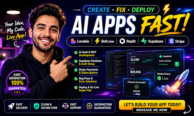 build and fix lovable ai saas app with supabase and stripe