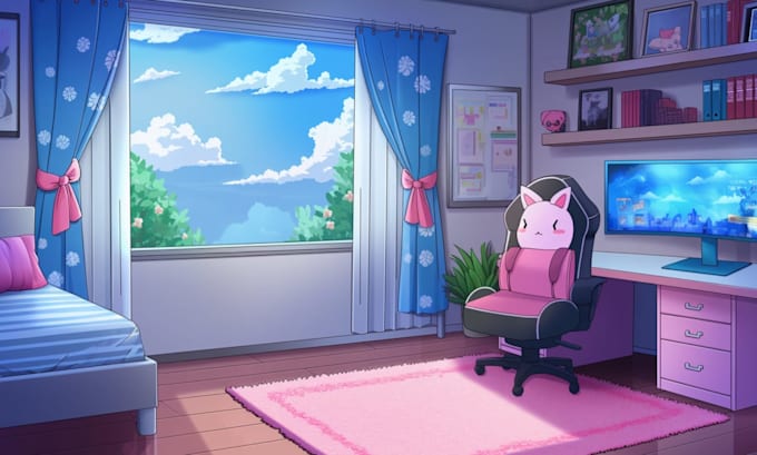 draw anime background art illustration for vtuber stream