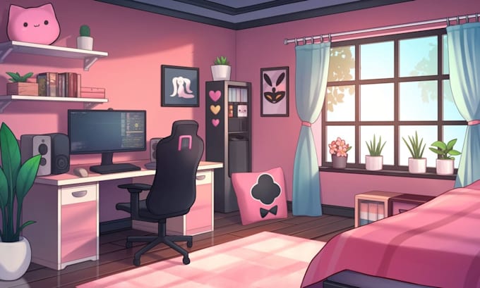 draw anime background art illustration for vtuber stream