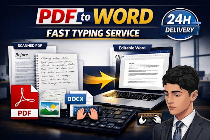 fast copy typing PDF to word and data entry professionally