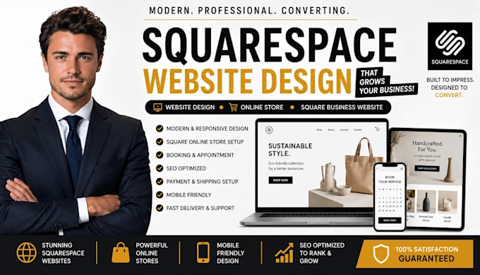 design a modern squarespace website square online store square business website