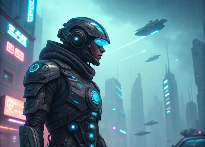 a sci fi character illustration or sci fi character