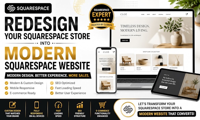 redesign your squarespae store into modern squarespace website