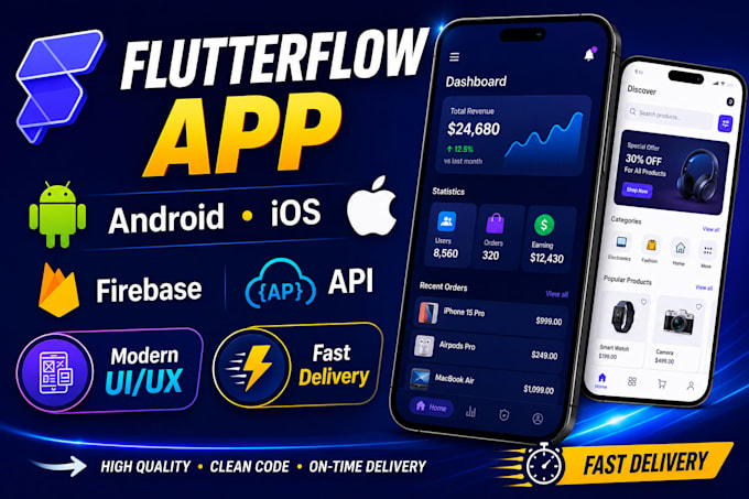 build flutterflow and flutter mobile app with firebase API integration