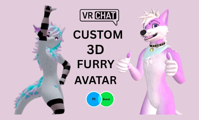 create vrchat furry avatar anime 3d avatar character rigging vr avatar vtuber
