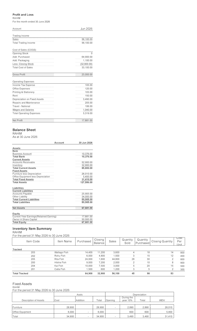 do bookkeeping, financial reporting, inventory, data entry