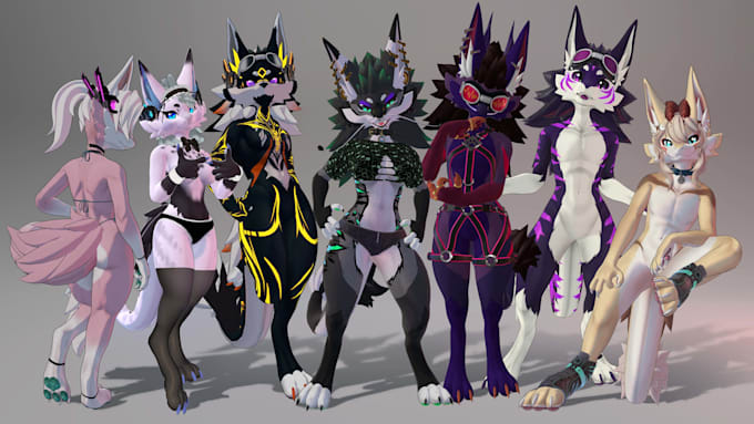create a custom vrchat furry avatar and 3d VR character
