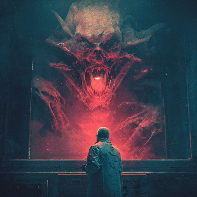 do sci fi horror and fantasy scene concept art illustrations