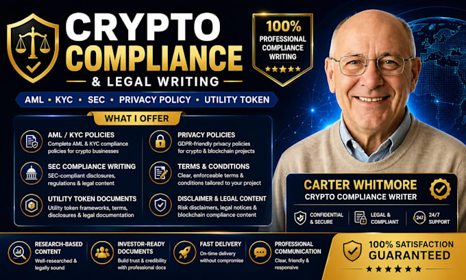 write crypto aml kyc privacy policy sec compliance and utility token documents
