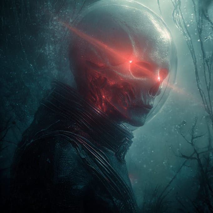 do a sci fi horror and fantasy scene concept art illustrations