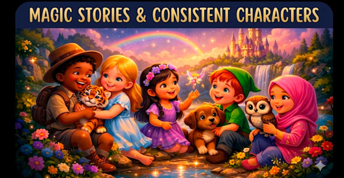 create children story book illustration with consistent characters