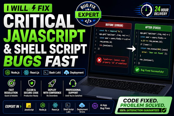 fix critical javascript bugs and shell script sh errors fast