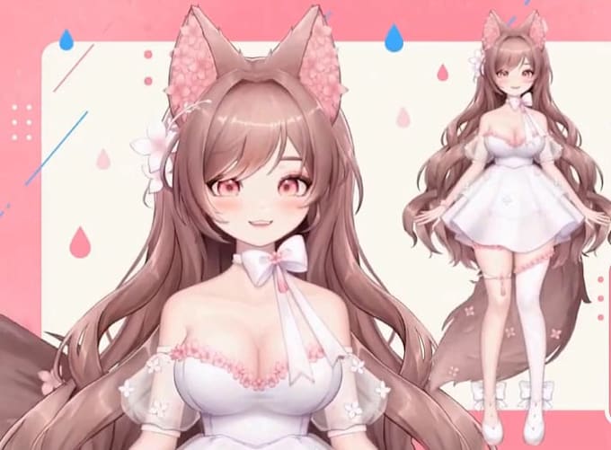 draw 2d vtuber model, live 2d rig, anthro stream avatar, anime vtuber commission