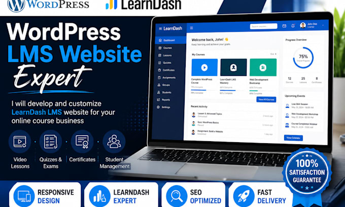 develop wordpress lms website with learndash customization