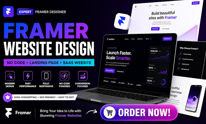 design modern framer website developer saas landing page no code website