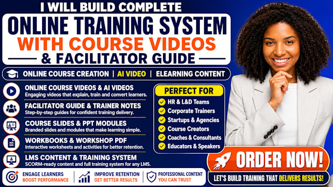 build complete online training system with course videos and facilitator guide