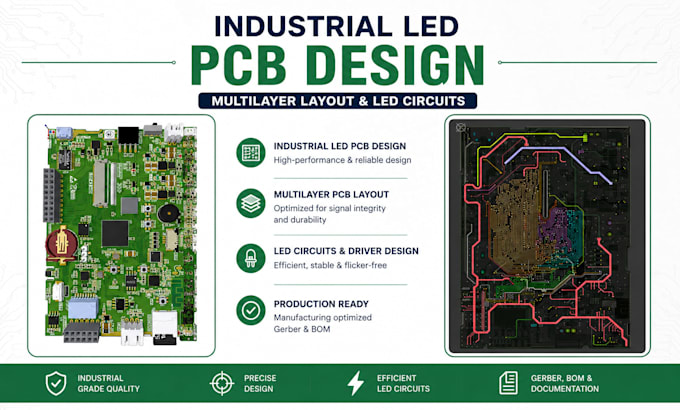 create industrial led pcb, multilayer layout and led circuits