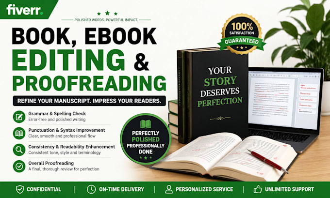 edit and proofread your book, ebook professionally and upload on amazon