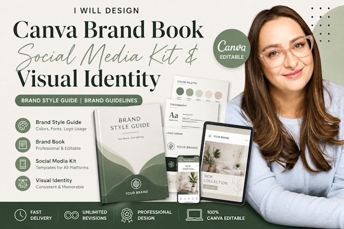 Design canva brand book social media kit visual identity brand style ...