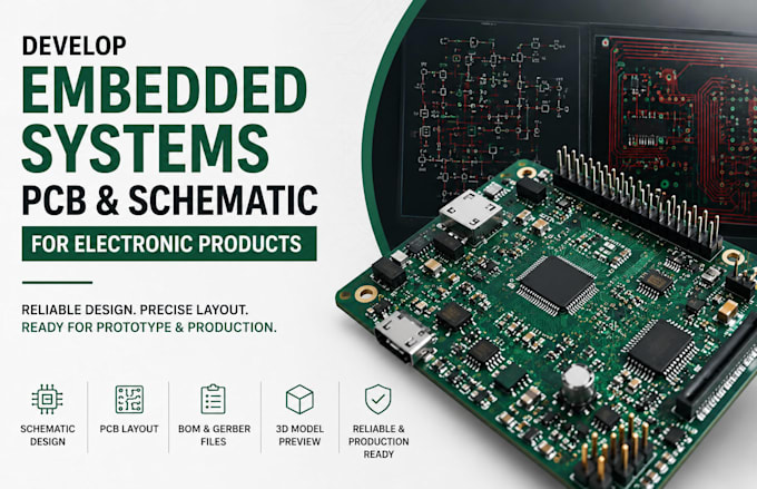 develop embedded systems pcb and schematic for electronic products