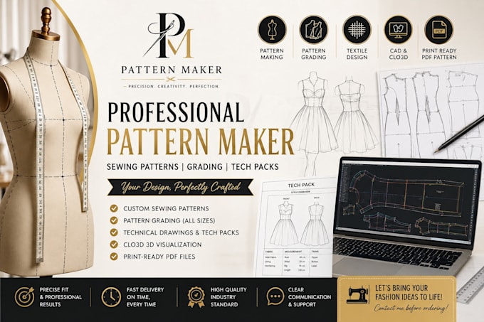 create professional sewing pattern, clothing pattern and grading