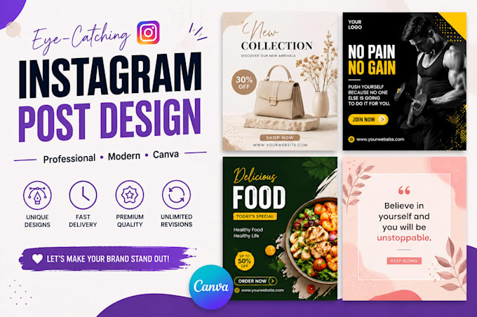 design classy instagram posts, flyers and branding graphics