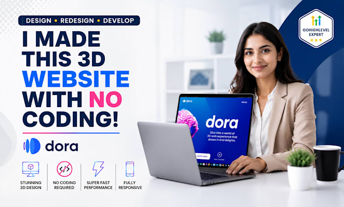 design dora 3d website framer website landing page