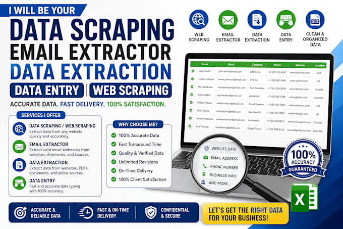 do email extractor, web scraping, data entry, data typing