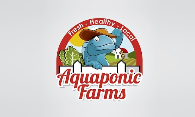 design wonderful farmer fish character logo
