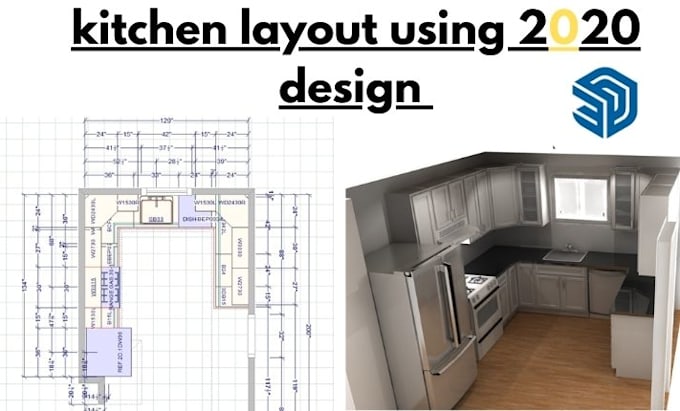design modern kitchen layout using 2020 design software and 3d sketchup