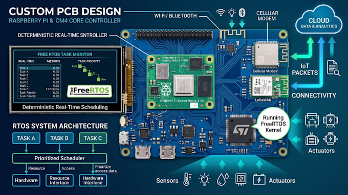 design pcb and embedded systems for raspberry pi rtos freertos and  iot