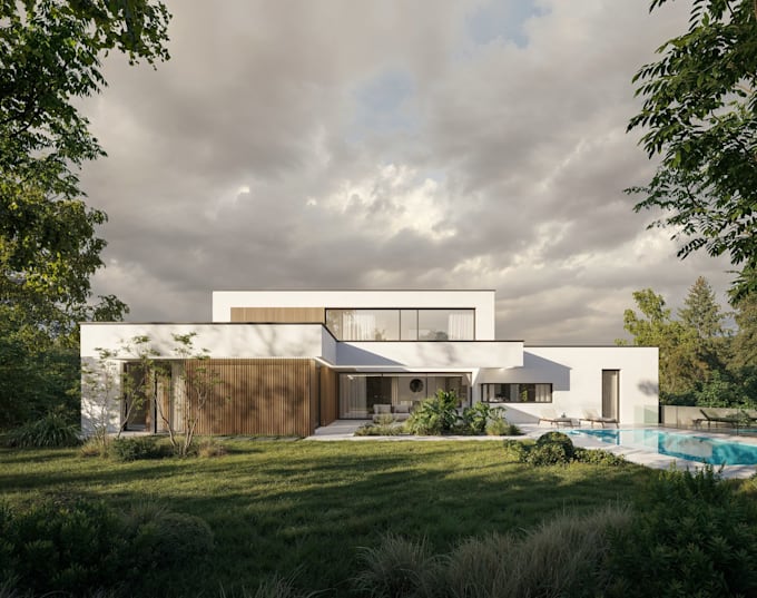 remodel interior from sketch drawing, redesign cgi external from photo, blender