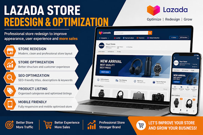 redesign and optimize your existing lazada store for more sales