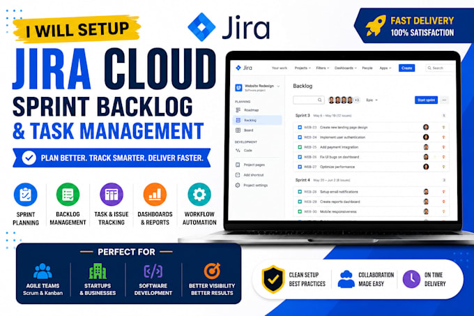 setup jira cloud sprint backlog and task management