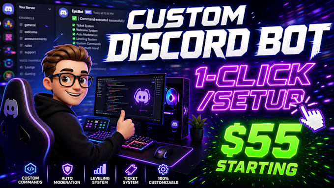 setup your professional discord server with channels roles and bots