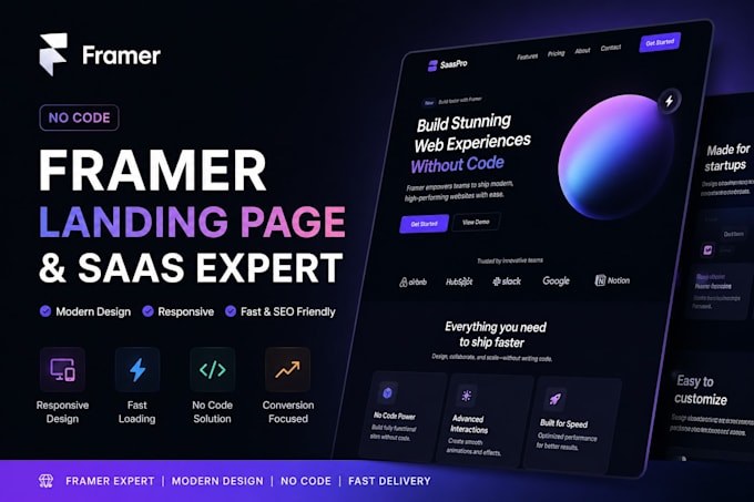 framer website design no code landing page saas website expert