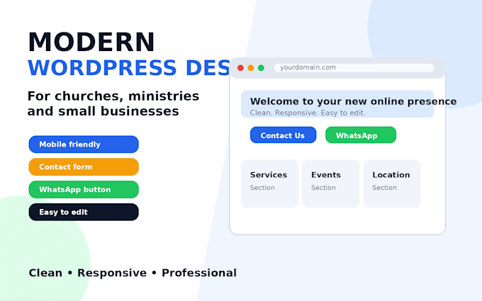 create a professional church or business website