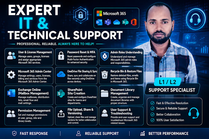 provide expert IT support and microsoft 365 admin services