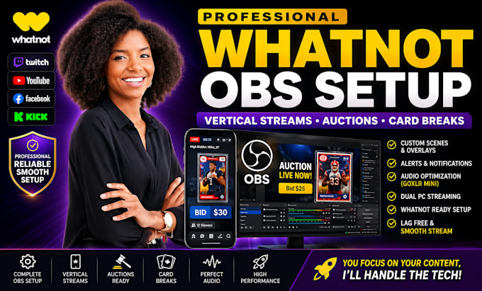 setup obs studio for whatnot vertical streams, auctions, and card breaks